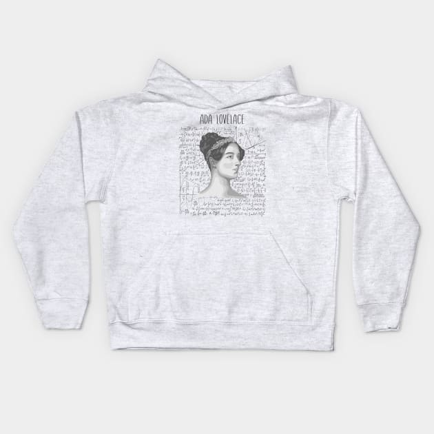 Ada Lovelace Portrait Kids Hoodie by Slightly Unhinged